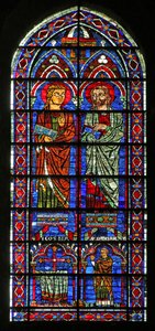 Saints Cosmos et Damien; prêtre donateur Geoffrey - French School