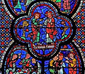 Fenêtre de Saint Jean : Christ apparaît à Saint Jean - French School