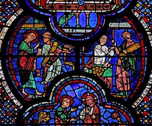 Fenêtre de Saint Jean : le miracle de changer des bâtons en or - French School