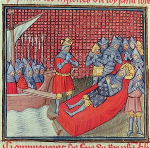 Saint Louis meurt de la peste le 25 août 1270 pendant la croisade contre Tunis, du manuscrit 