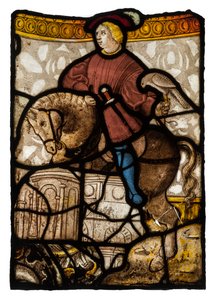 St Thibault de Provins, vers 1500-15 (verre clair, teinté, peint, coloré et plomb) - French School