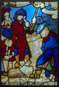 Vitrail, les prophètes taillant la vigne (thème de la presse mystique vers 1540) - French School