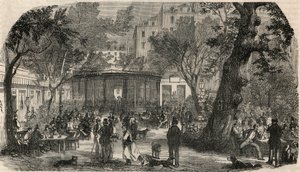 Timbre du Cheval Blanc à Paris au XIXe siècle - Gravure dans « Tableau-de-Paris » par Edmond Texier 1852 - French School