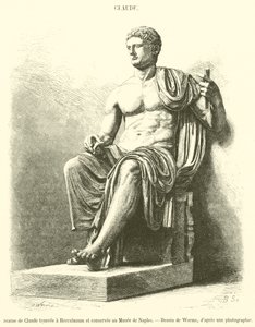 Statue de Claude trouvée à Herculanum et conservée au Musée de Naples - French School