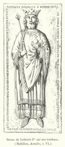 Statue de Lothaire Ier sur son tombeau - French School