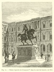 Statue équestre de François Ier dans la cour du Louvre, en 1855 - French School