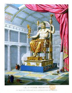Statue de Zeus olympien sur son trône dans son temple à Olympie, 1814 - French School