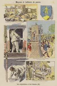 Maçons et briqueteurs (lithographie couleur)