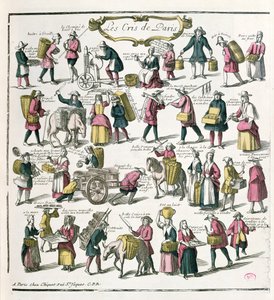 Vendeurs de rue à Paris, fin XVIIe siècle - French School