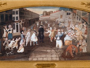 Artistes de rue dans la rue Saint-Antoine, Paris - French School