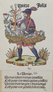 Marchand ambulant vendant de la verrerie, de Cris de Paris, c.1515 - French School