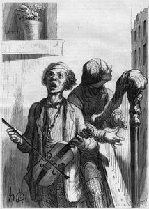 Chanteurs de rue. Caricature par Honoré Daumier (1808-1879). Gravure dans « Le Monde Illustré » n°297 du 20 décembre 1862 - French School