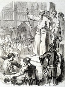 Supplice des Templiers (1314) - dans « Histoire de France » par L.-P. Anquetil - French School