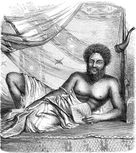 Thakombau, roi des îles Viti (Fidji), Océan Pacifique. Gravure 1885 - French School