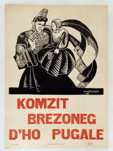Parlez breton à vos enfants - Affiche de propagande en breton encourageant les Bretons à préserver leur langue régionale - French School