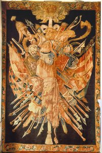 Tapisserie représentant des trophées de guerre - French School