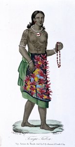 Femme tatouée de Tonga-Tabou - dans « Bibliothèque universelle des voyages » par Albert Montémont, éd. Armand Aubrée, vol.17 - French School