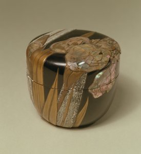Pot à thé et couvercle avec motif de plante fleurie en or `Takamaki-e - French School