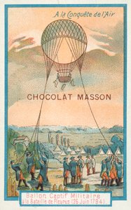 Ballon militaire captif à la bataille de Fleurus, 26 juin 1794 - French School