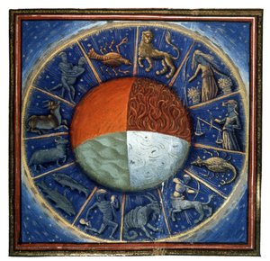 Les 4 éléments et le zodiaque, c.1450 - French School