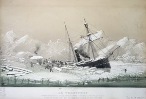 Le vapeur à vis autrichien Tegetthof coincé dans la glace et attaqué par des ours polaires lors du voyage d