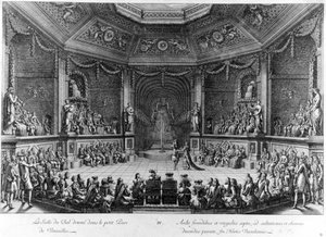 Le Bal donné dans le petit Parc de Versailles, gravure de 1678 - French School