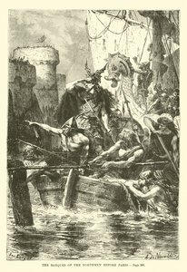 Les barques des Normands devant Paris - French School