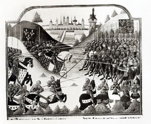 La Bataille de Formigny, 14 avril 1450, ms Fr 2691 fol. 183, de Chronique de Charles VII par Jean Chartier