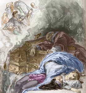 La peste noire : massacre des Juifs, 1348, illustration de Histoire-populaire-de-France par Charles Lahure, 1866 - French School