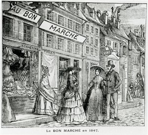 Le magasin Bon Marché dans la rue du Bac, Paris en 1847 - French School
