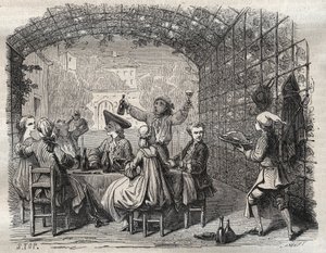 Le brigand Louis Dominique Garthausen dit Cartouche (1693-1721) pendant un repas avec ses compagnons - French School