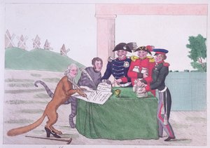 La Capitulation, caricature de Charles Maurice de Talleyrand-Périgord, 30 mars 1814 - French School