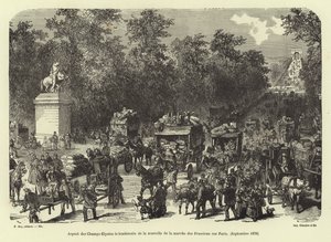 Les Champs-Élysées le lendemain de la réception de la nouvelle de la marche prussienne sur Paris, septembre 1870 - French School