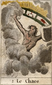 Le dieu du Chaos représenté avec un morceau de zodiaque. De "Mythologie de la jeunesse" par Pierre Blanchard 1803. - French School
