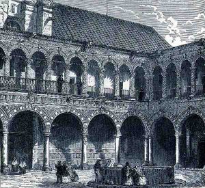 Le Cloître du Couvent de La Merced, Mexique, de The Ancient Cities of the New World, par Claude-Joseph-Désiré Charnay, pub. 1887 - French School