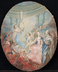 Le couronnement de Louis XVI accompagné de Marie-Antoinette, après 1774 - French School