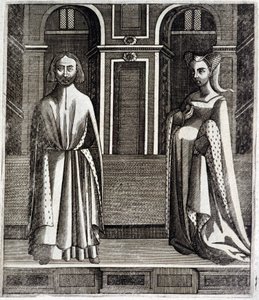 Le Comte de Poitiers et Toulouse Alphonse (1220-1271) et sa femme Jeanne (fille de Raymond VII) (1220-1271) - dans « Histoire des comtes de Toulouse » par Guillaume de Catel, Toulouse - French School