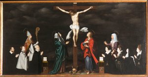 La Crucifixion, portraits des donateurs. Triptyque d