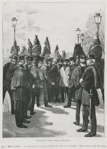 La délégation des syndicats au Pont de la Concorde lors de la manifestation du 1er mai à Paris, 1er mai 1890, gravé par L. Moulignie - French School