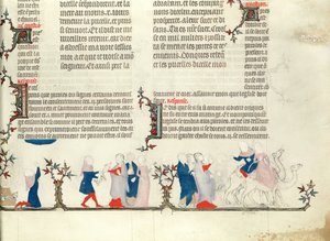 Le départ de Rebecca avec Éliézer, de la Bible de Jean de Sy, c.1355