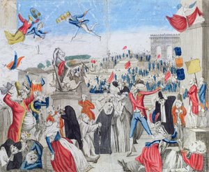 Les aristocrates désespérés regardant la Fête de la Fédération sur le Champ de Mars, 14 juillet 1790, vers 1790