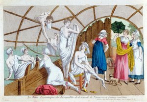 Les Bains Économiques des Incroyables à la Rue de la Tannerie, Paris, vers 1800 - French School