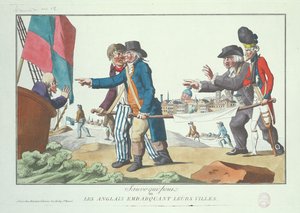 Les Anglais embarquant leurs villes, novembre 1803 - French School