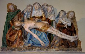 La Mise au tombeau, 1490 (pierre peinte) (détail) - French School