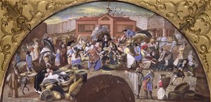 Le marché aux poissons aux Halles, vers 1660