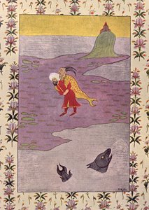 Le quatrième voyage de Sinbad, illustration pour Sinbad le marin, des Mille et Une Nuits, 1895 - French School