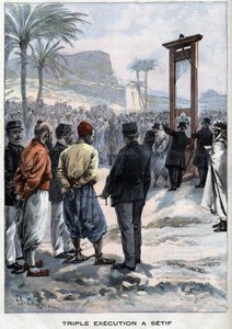 La guillotine française trois rebelles à Sétif en Algérie - dans "Le Petit Parisien" - French School
