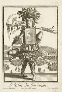 Le Costume des Jardiniers, illustration du Dictionnaire des Sciences par Denis Diderot (1713-84) publié vers 1770 - French School