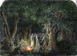 Les Gaulois et leurs prêtres ou druides (gravure) 1864 - French School