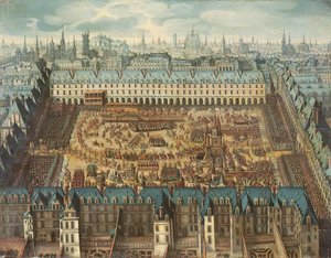 Les glorieux chevaliers au tournoi de joutes à la Place Royale pour célébrer le mariage de Louis XIII (1601-43) avec Anne d